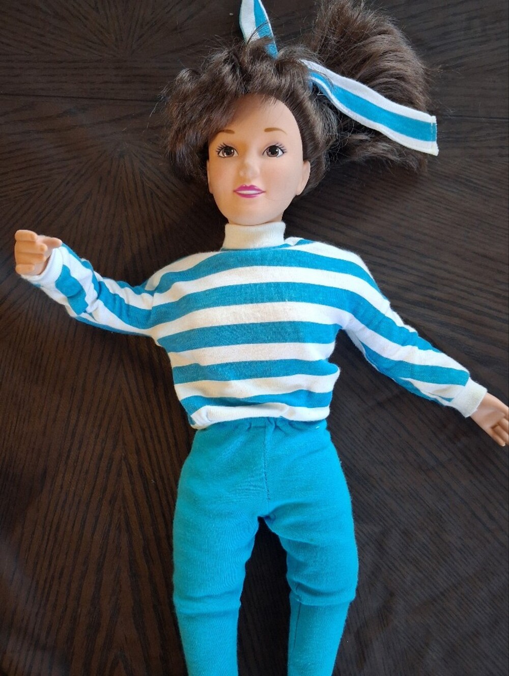 Blue & White Striped Kids Doll with Blue Outfit